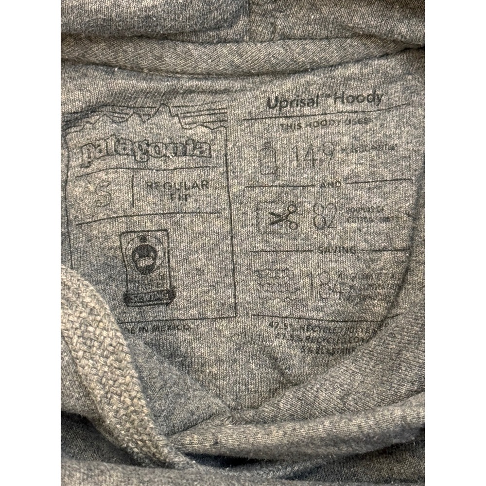 Patagonia Uprisal Hoody Grey Logo Pullover Hoodie Sweatshirt Men's Small - Picture 4 of 6